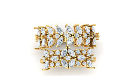 CVD Diamond Floral Cluster Bypass Ring