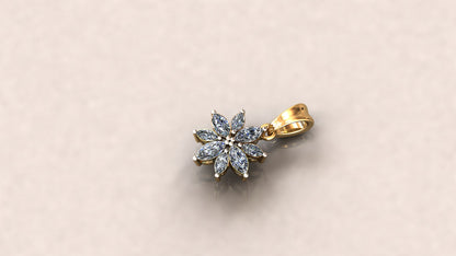 Yellow Gold and Diamond Cluster Flower Pendant