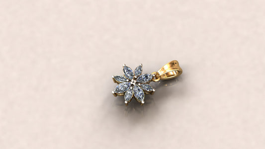 Yellow Gold and Diamond Cluster Flower Pendant
