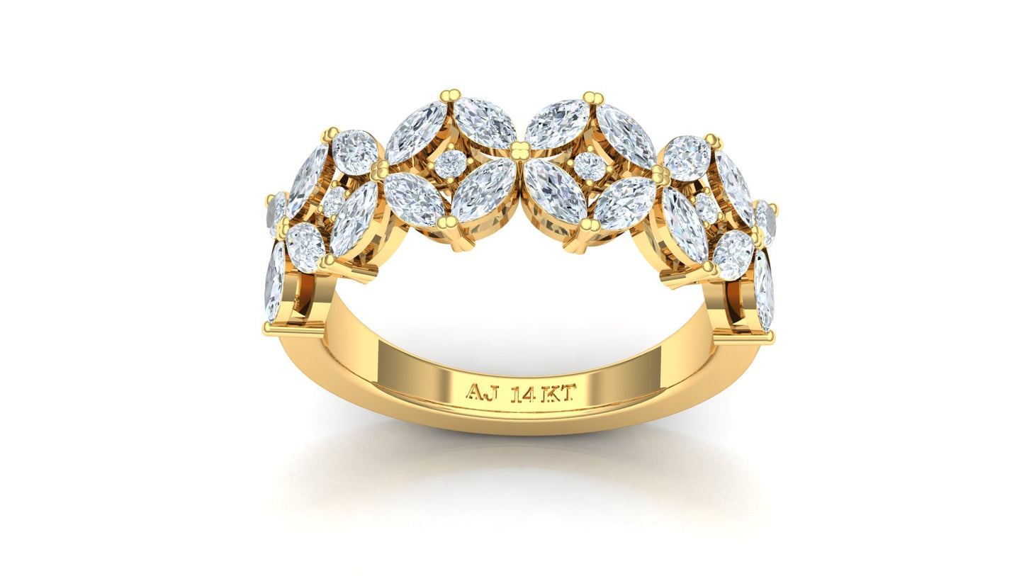 CVD Diamond Floral Cluster Ring in 18K Gold