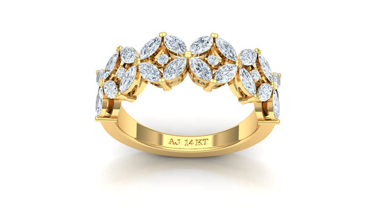 CVD Diamond Floral Cluster Ring in 18K Gold