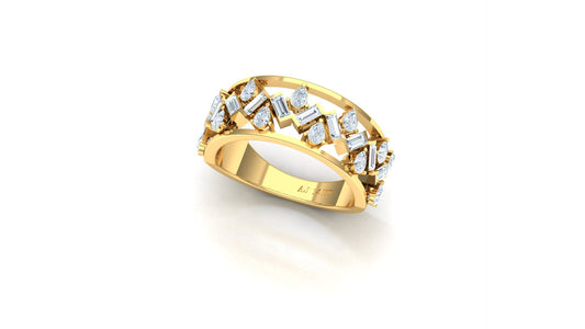 Wide Two-Tone Geometric Diamond Band