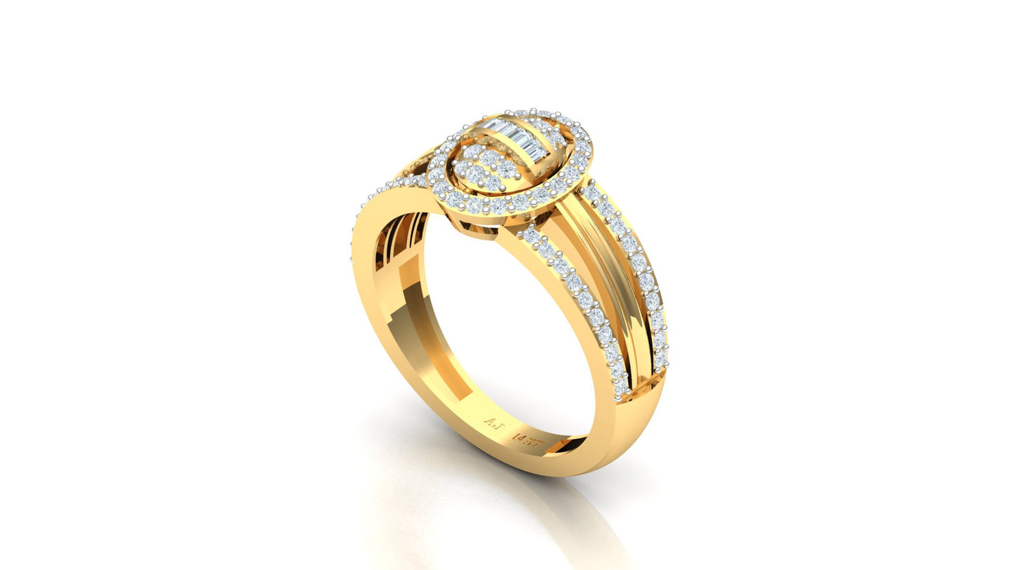 Two-Tone Oval Open Frame Pave Diamond Ring