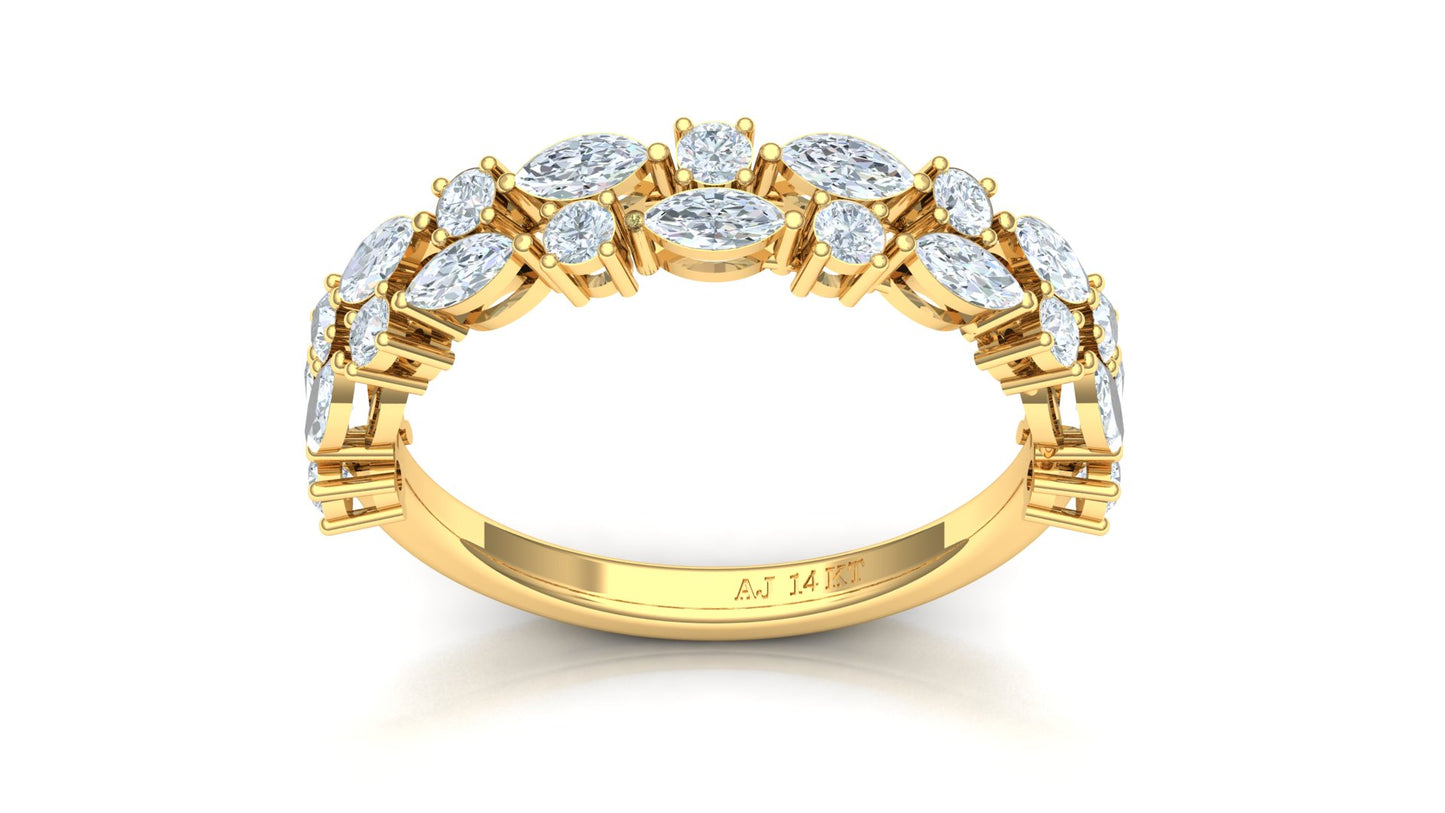 Two-Tone Cluster Diamond Band Ring