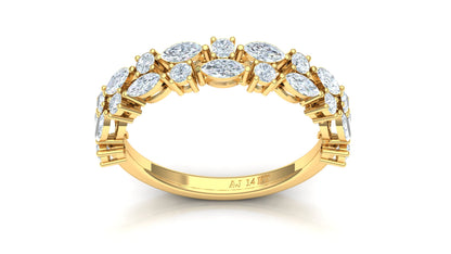 Two-Tone Cluster Diamond Band Ring