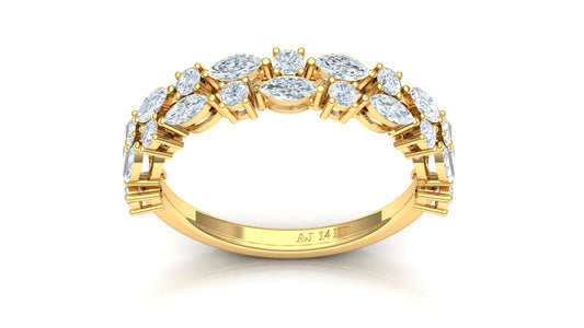 Two-Tone Cluster Diamond Band Ring
