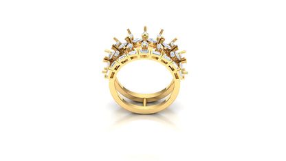 Two-Tone Intersecting Pave Diamond Bypass Ring