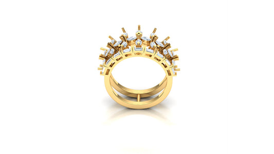 Two-Tone Intersecting Pave Diamond Bypass Ring