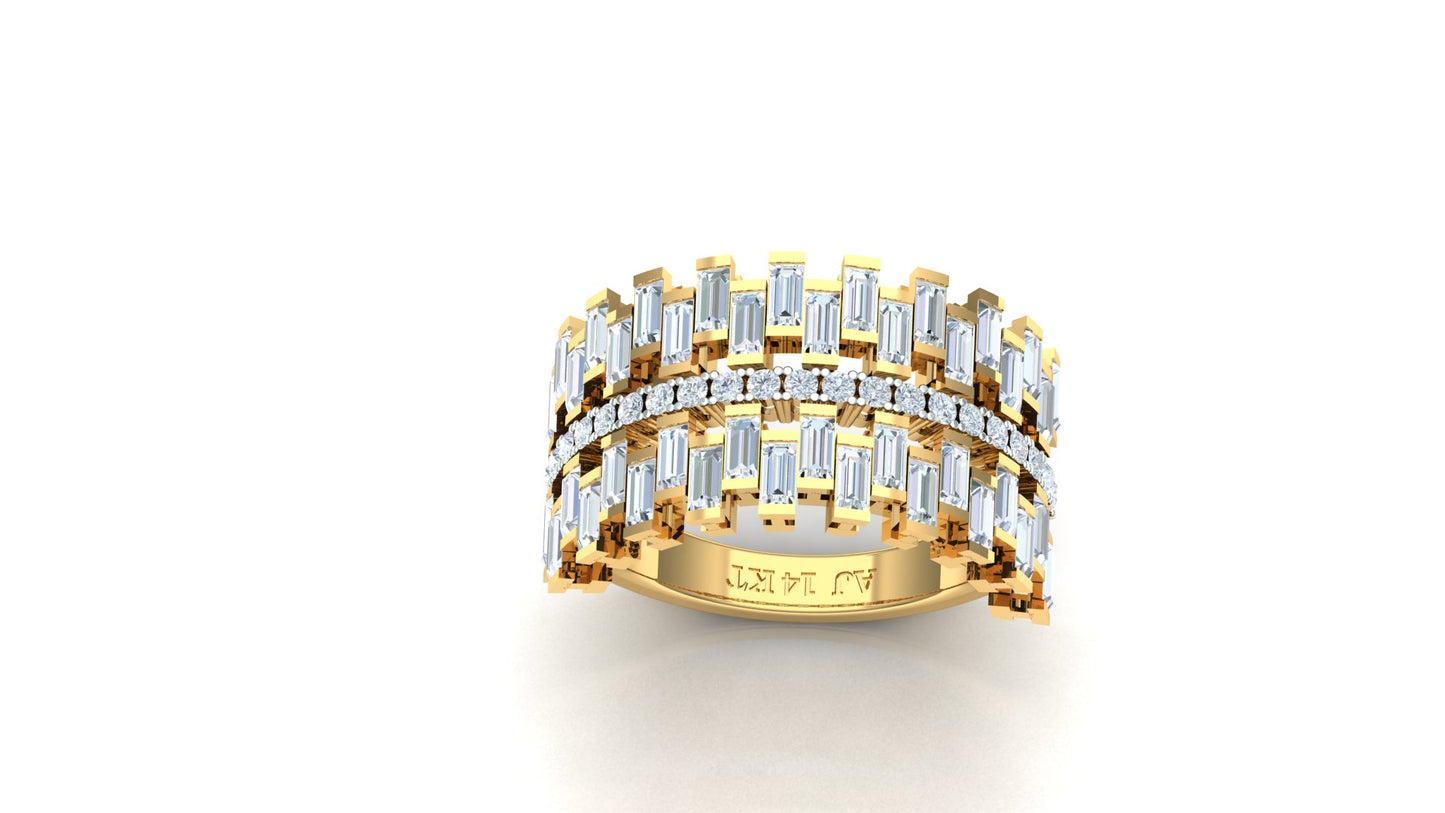 CVD Diamond Wide Two-Tone Architectural Ring