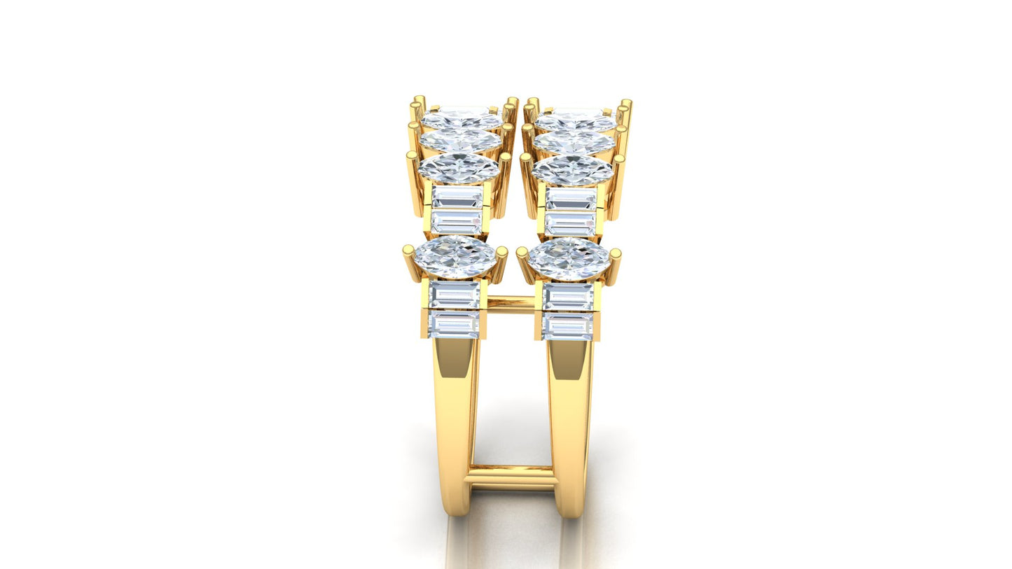 CVD Diamond Three-Row Cluster Ring