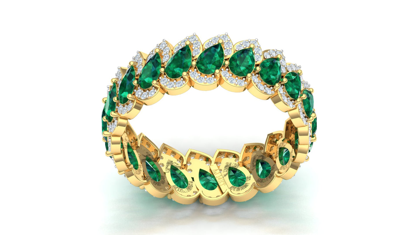 Emerald & Diamond Floral Cluster Huggie Hoop Earrings