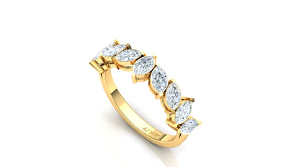 Yellow Gold Marquise and Pear Cluster Diamond Ring
