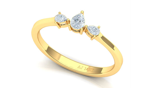 Two-Tone Three-Stone Marquise Diamond Bypass Ring