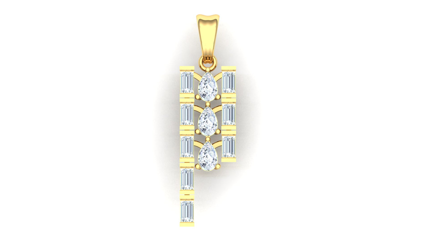 Elegant Cascading Square CVD Diamond Pendant