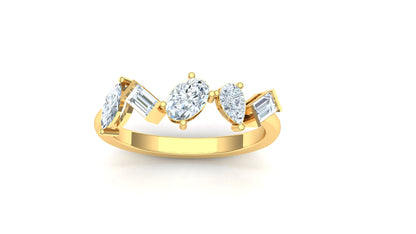 Yellow Gold Five Stone Baguette Diamond Band Ring
