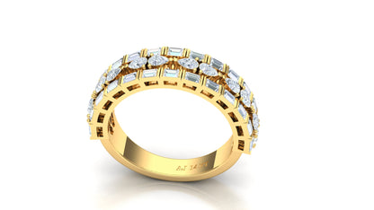 Two-Row Pave Set Wide Diamond Band Ring