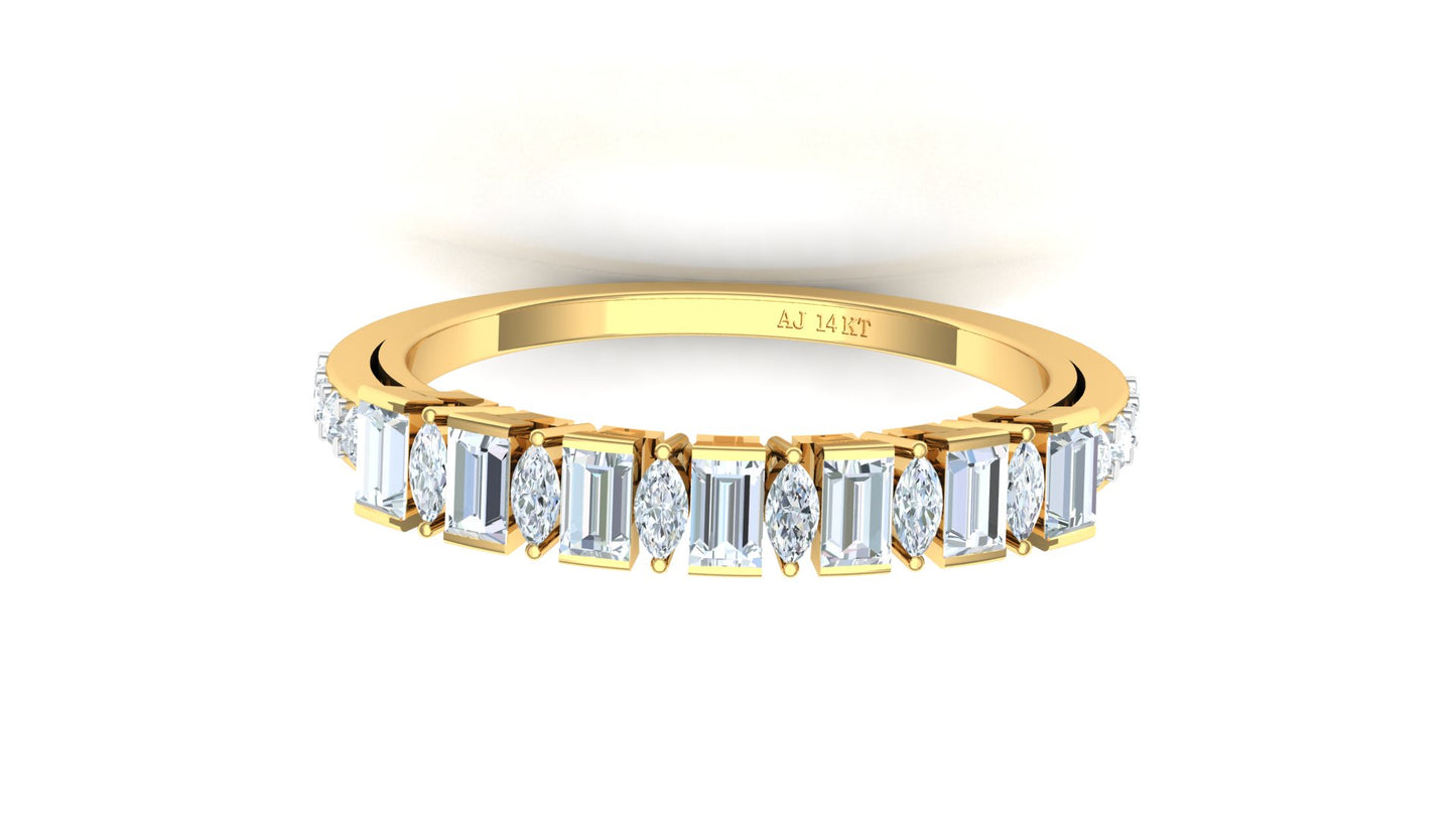 Two-Tone Channel Set Baguette Diamond Band Ring