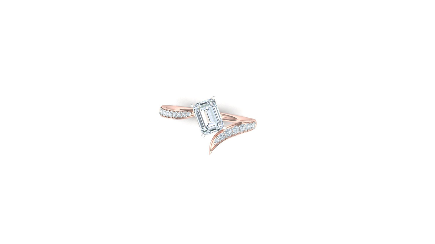 Elegant Baguette Solitaire Diamond Ring with Side Accents