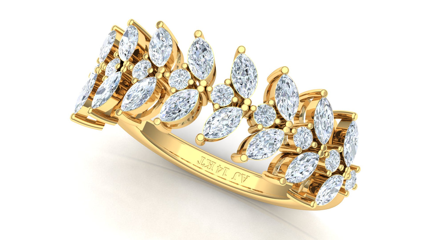 CVD Diamond Floral Cluster Bypass Ring