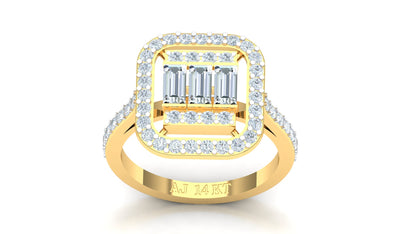 CVD Diamond Double Halo Square Cluster Ring for Women