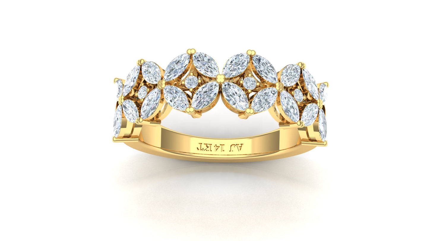 CVD Diamond Floral Cluster Ring in 18K Gold