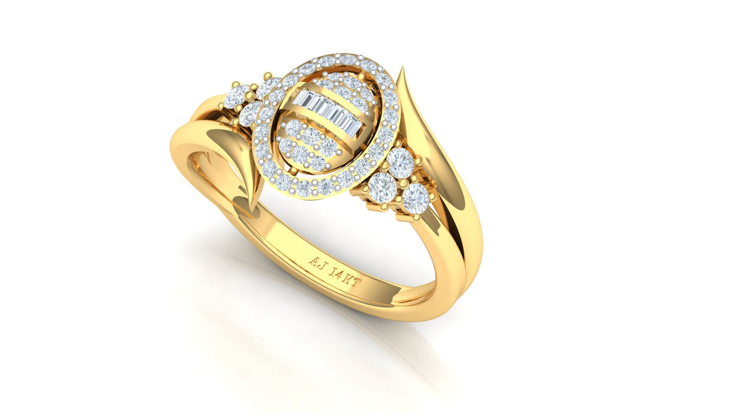 Two-Tone Double Heart Pave Diamond Bypass Ring