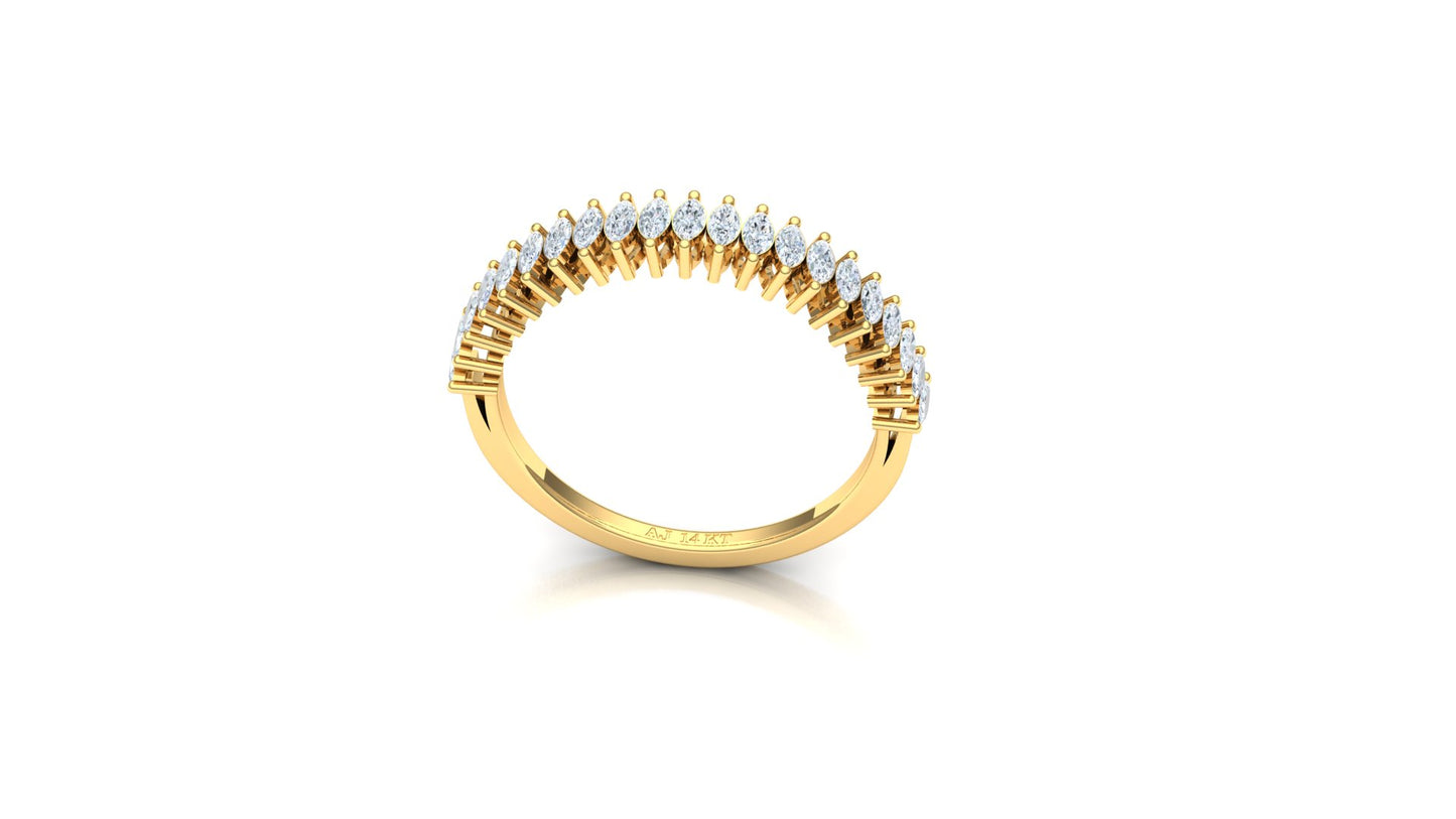 Two-Tone Pave Set V-Shape Diamond Band
