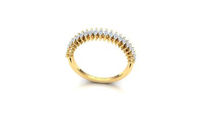 Two-Tone Pave Set V-Shape Diamond Band