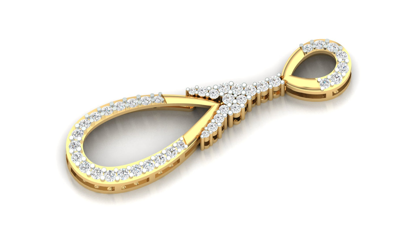 Two-Tone Double Frame Pave Diamond Teardrop Pendant