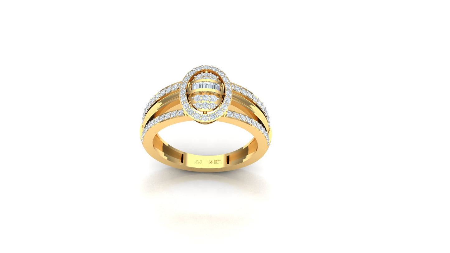Two-Tone Oval Open Frame Pave Diamond Ring