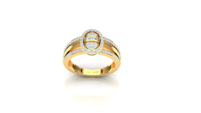 Two-Tone Oval Open Frame Pave Diamond Ring