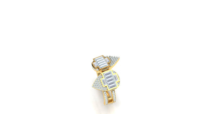 Yellow Gold Geometric Multi-Diamond Cluster Stud Earring