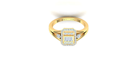 Yellow Gold Geometric Halo Diamond Statement Ring