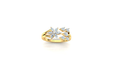 Yellow Gold Multi-Kite Diamond Cluster Statement Ring