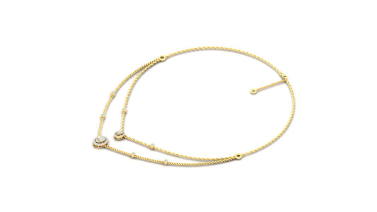 Yellow Gold Curved Bar Diamond Accent Chain