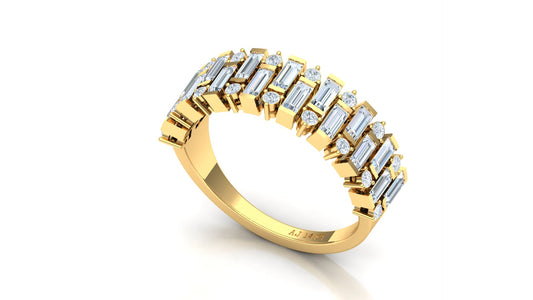 Two-Tone Multi-Row Baguette Diamond Band Ring