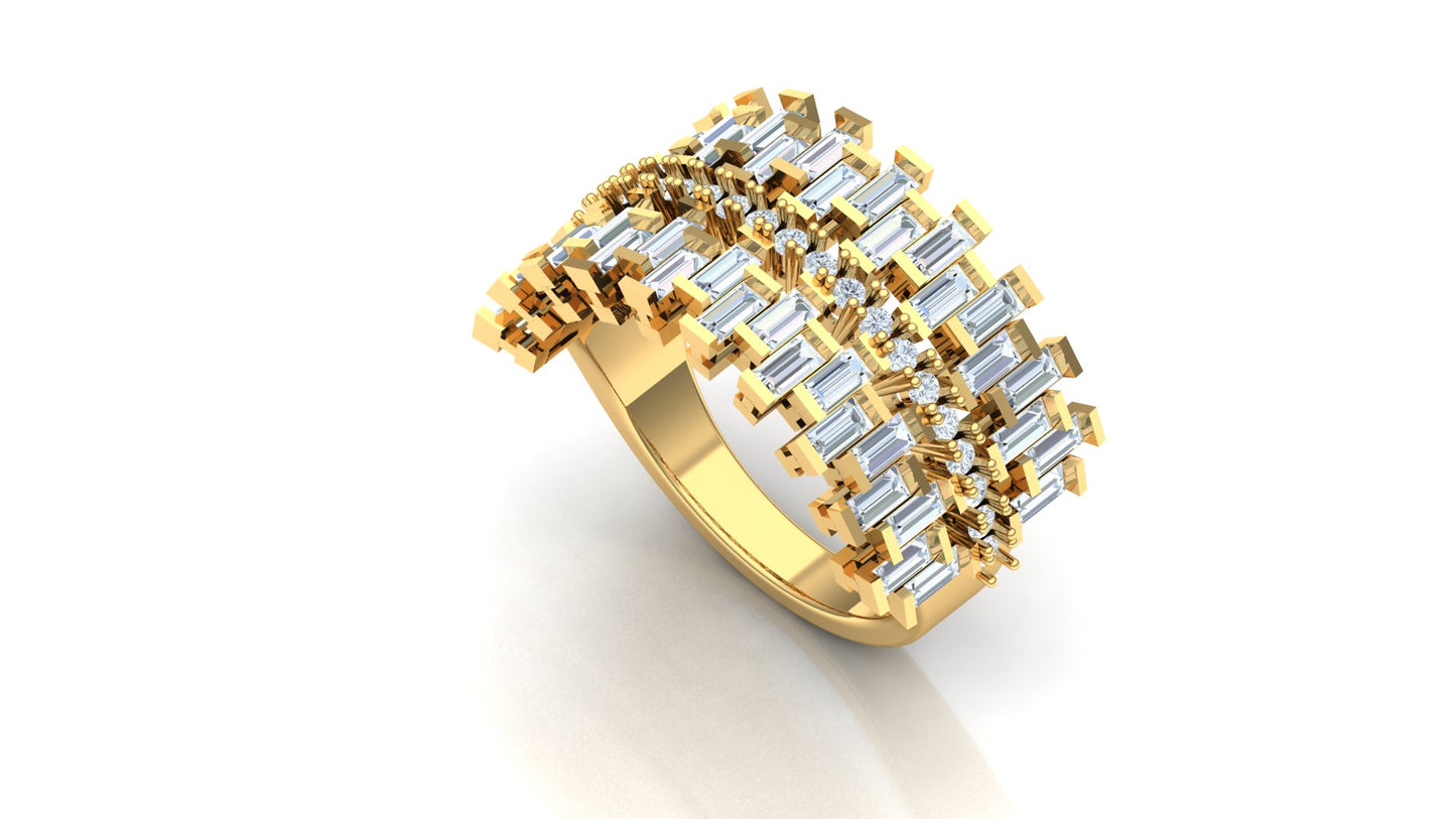 CVD Diamond Wide Two-Tone Architectural Ring