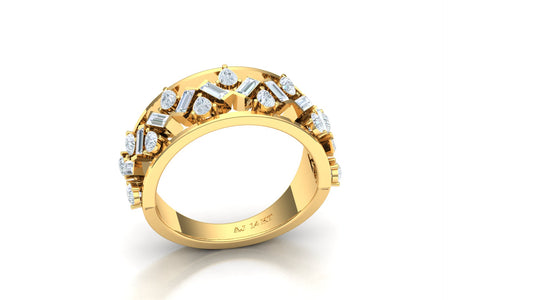 Wide Two-Tone Geometric Diamond Band