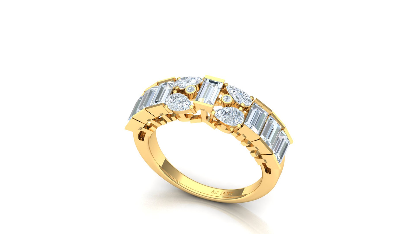 Two-Tone Wide Band Invisible-Set Diamond Ring