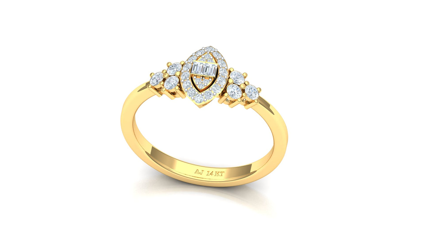 Two-Tone Tear-Drop Cluster Pave Diamond Ring