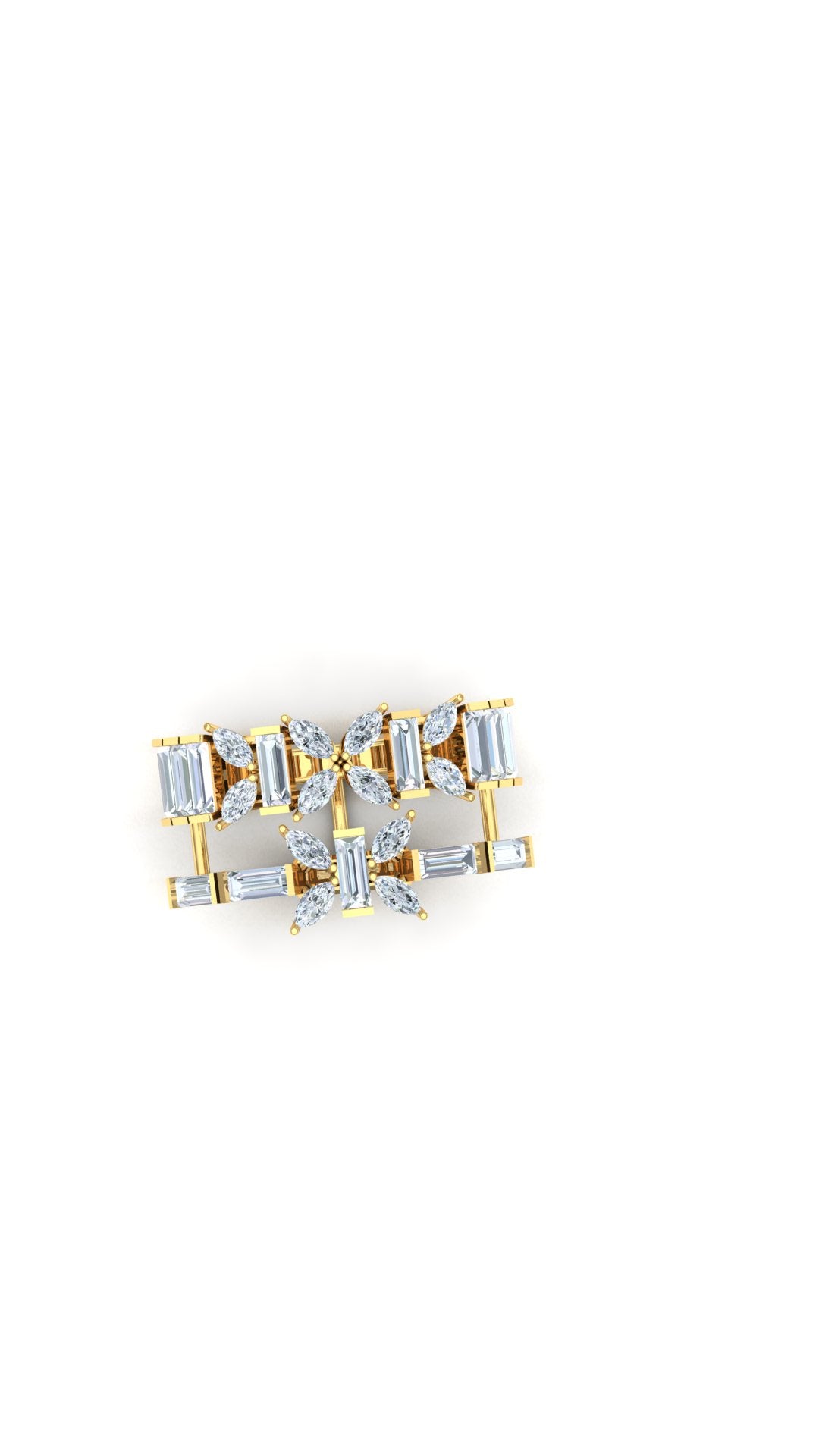 CVD Diamond Bar-Set Wide Multi-Row Band Ring
