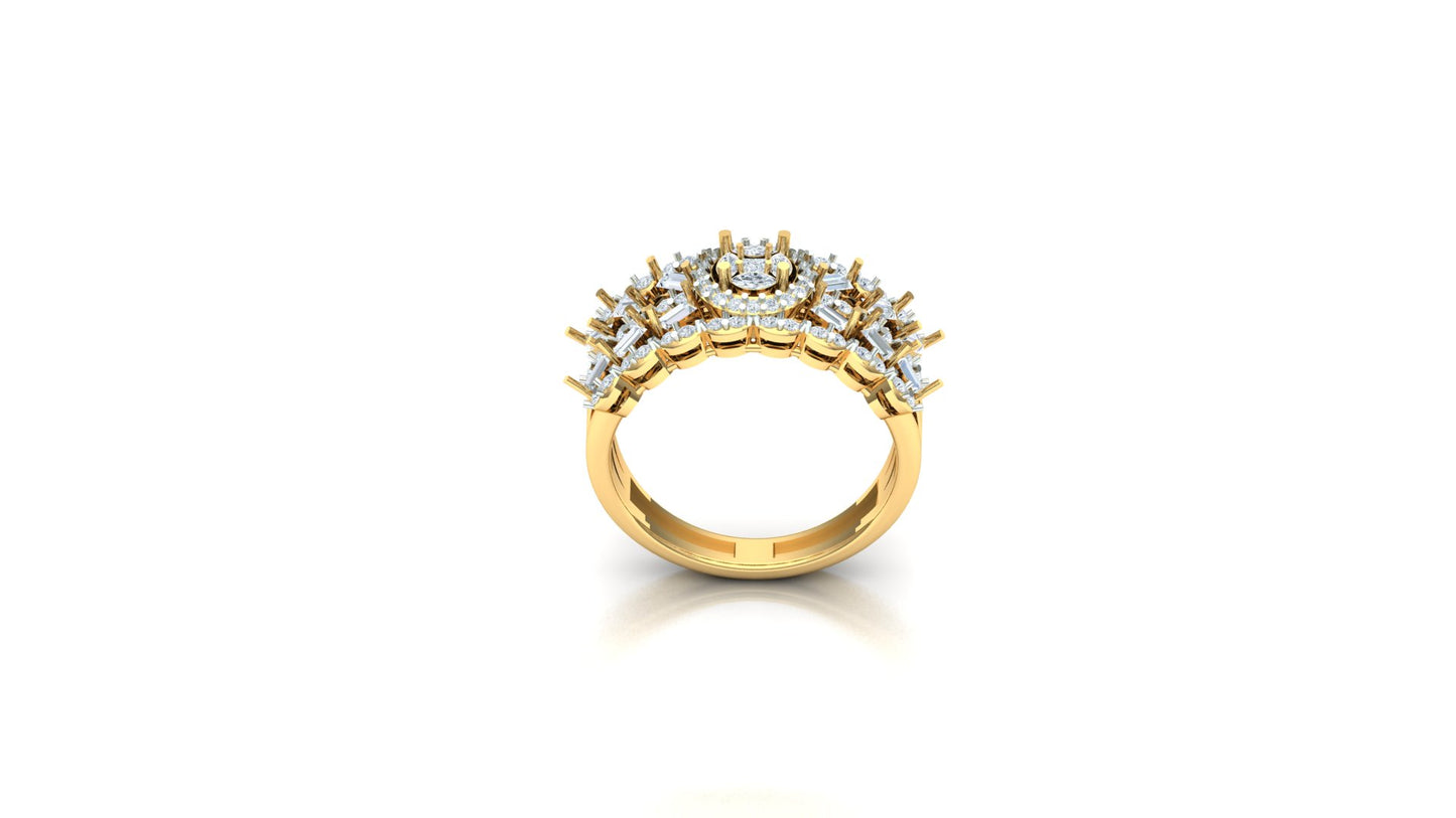 CVD Diamond Wide Floral Halo Cluster Ring