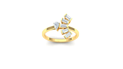 Yellow Gold Multi-Row Baguette-Style Diamond Ring