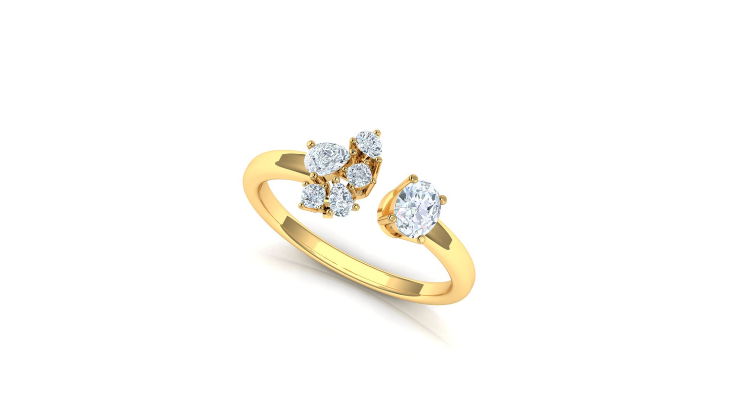 Yellow Gold Multi-Stone Diamond Bypass Ring