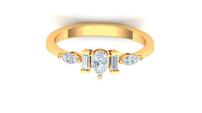 Two-Tone Five-Stone Baguette & Round Diamond Ring
