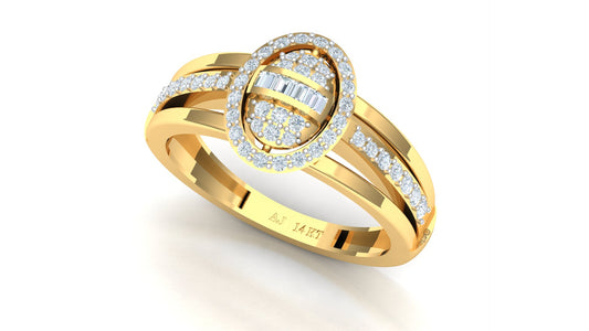 Two-Tone Interlocking Geometric Pave Diamond Ring