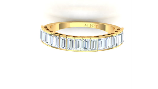 Two-Tone Baguette & Round Diamond Half-Eternity Band