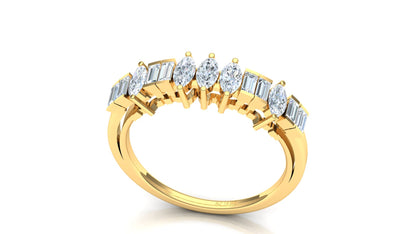 Two-Tone Marquise & Baguette Cluster Ring