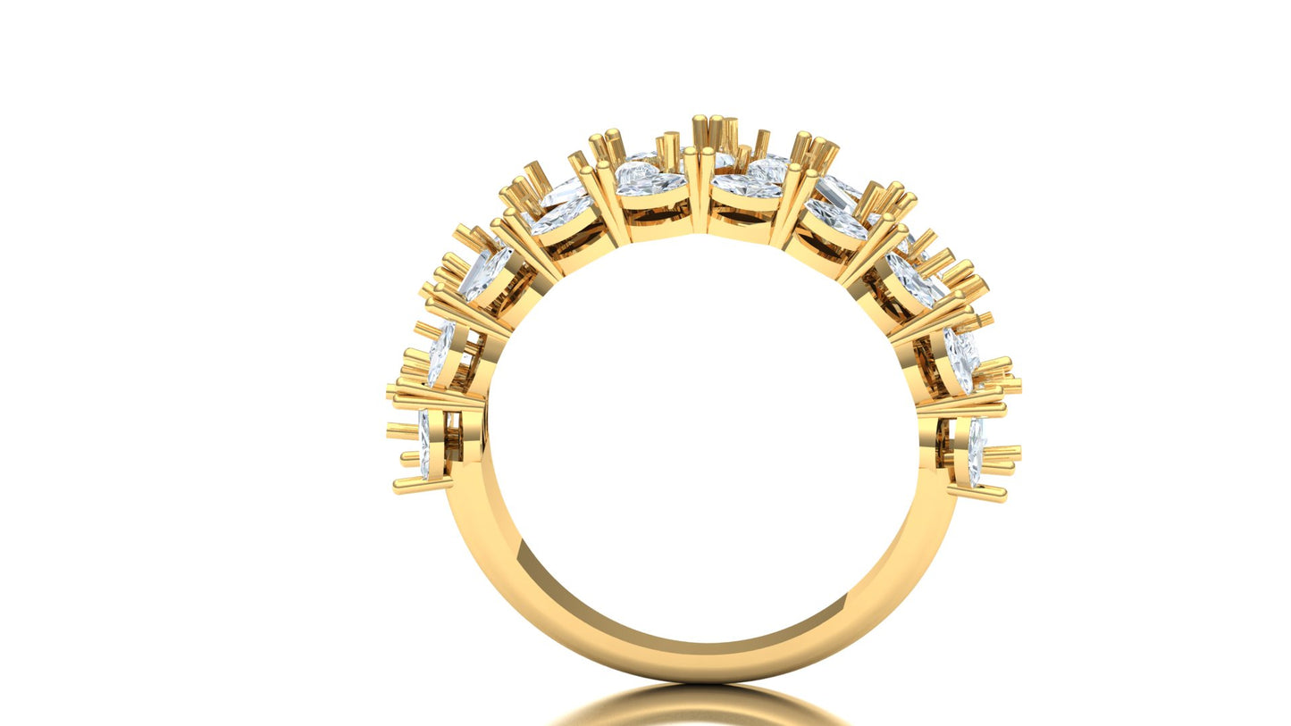CVD Diamond Wide Channel Bar Cluster Ring