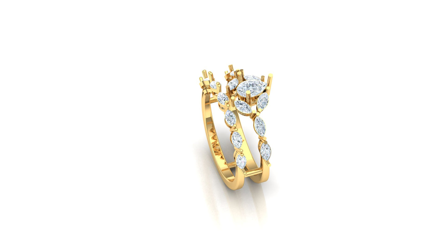 Two-Tone Multi-Cluster Diamond Solitaire Ring